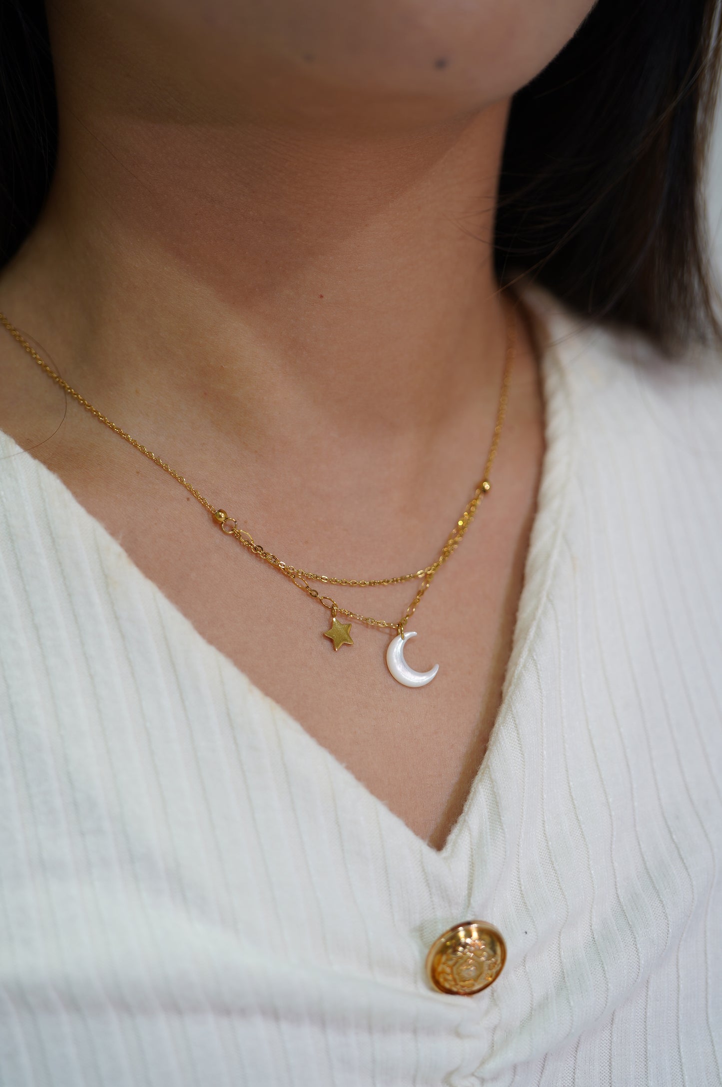 2 IN 1 Moon Mother Shell Necklace