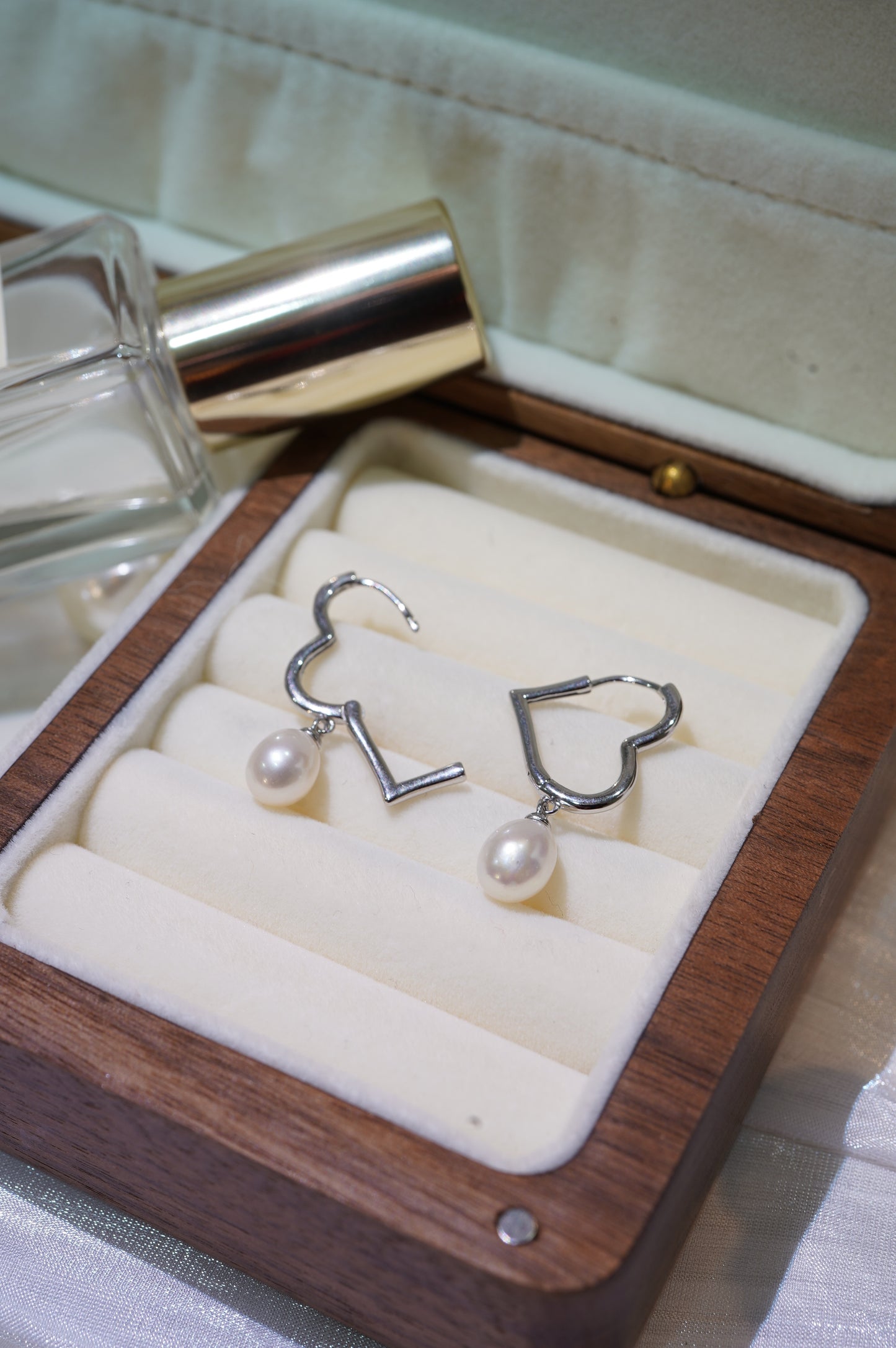 Heart Rice Freshwater Pearl Hoop Earrings