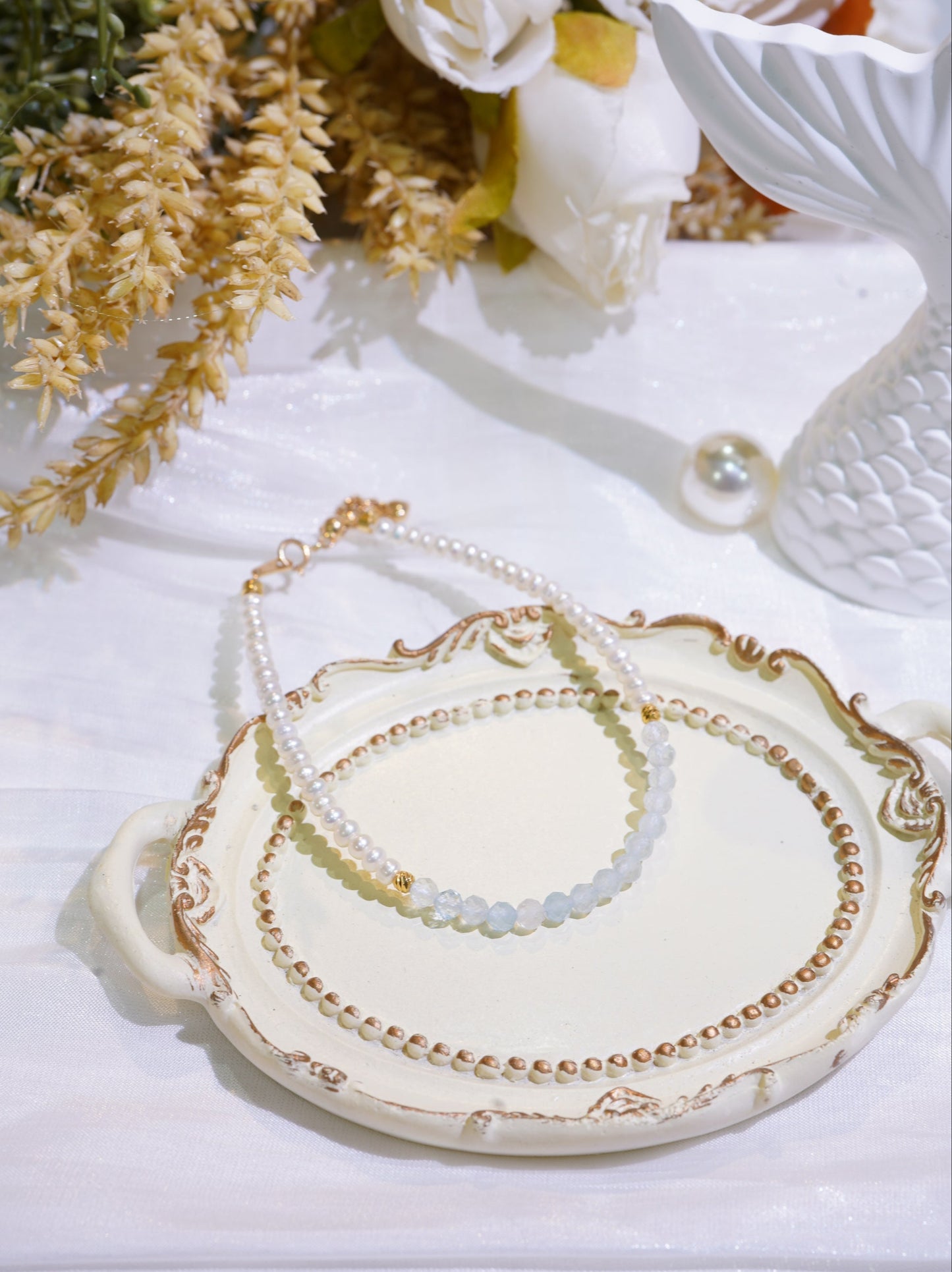 Aquamarine Baby Freshwater Pearls Bracelet