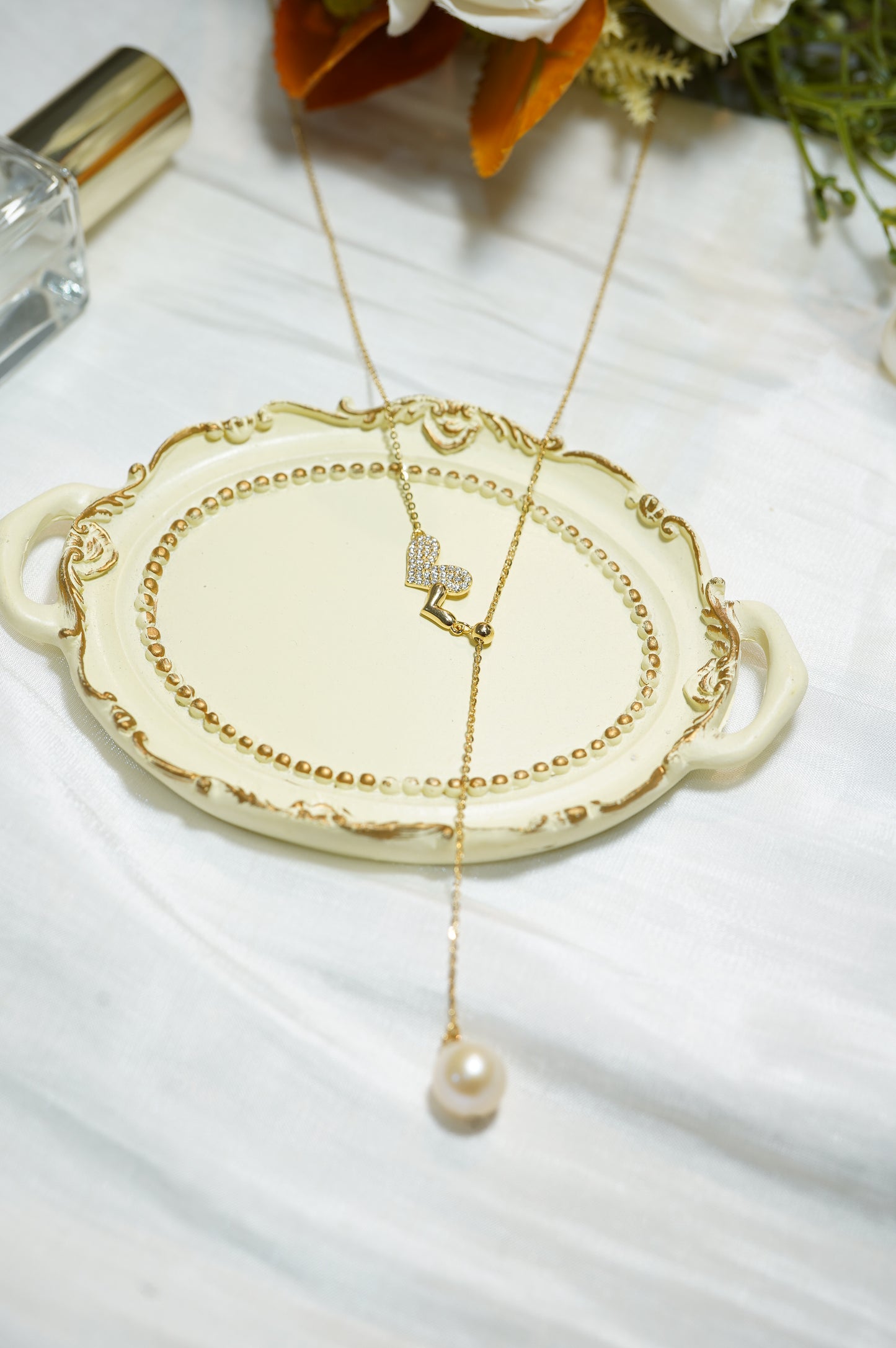 'Adjustable Hearts' Freshwater Pearl Necklace