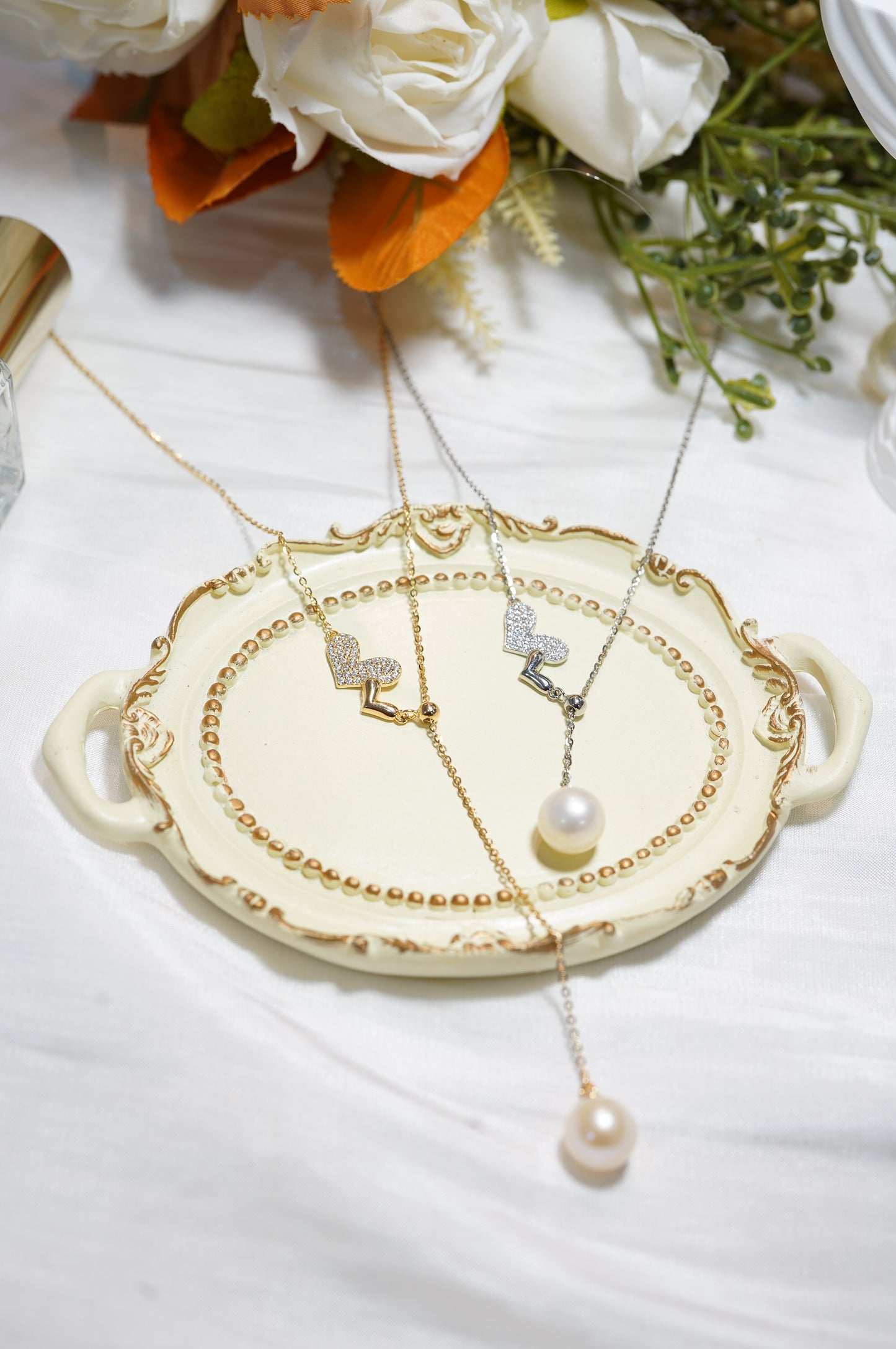 'Adjustable Hearts' Freshwater Pearl Necklace