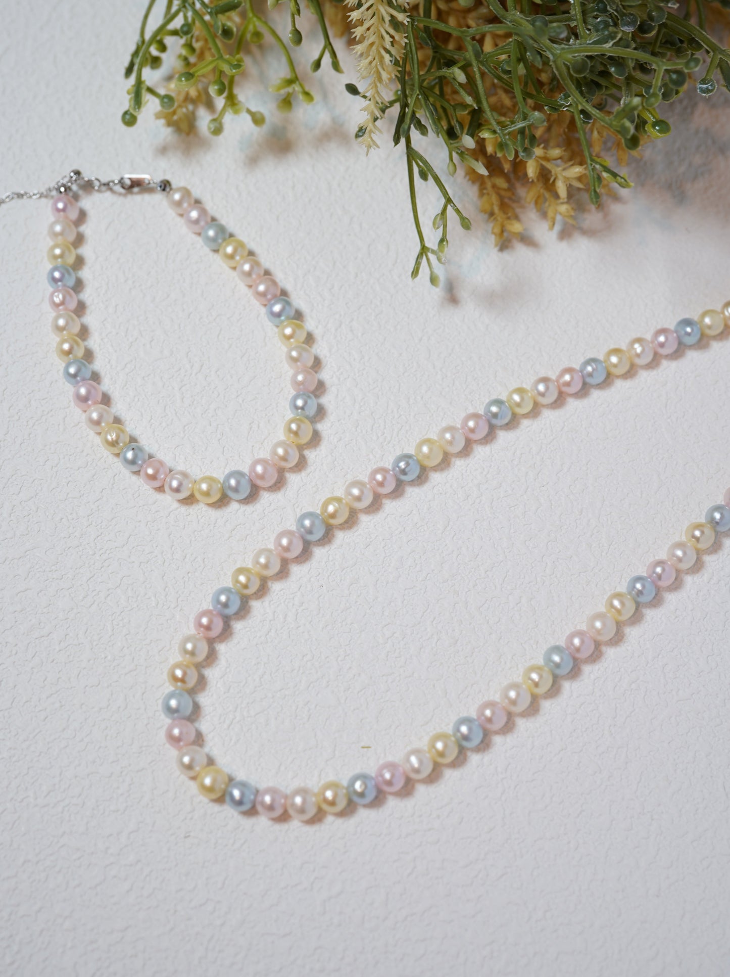 Candy Rainbow Seawater Akoya Pearls Set - Necklace, Bracelet