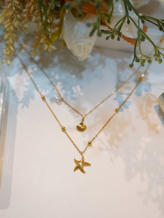 2 IN 1 Shell & Starfish Necklace