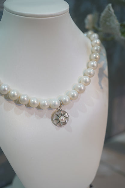 "Gentlemen" Freshwater Pearl Full Strand Necklace (Shield)