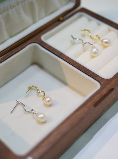 'S Diamond' Freshwater Pearl Earrings