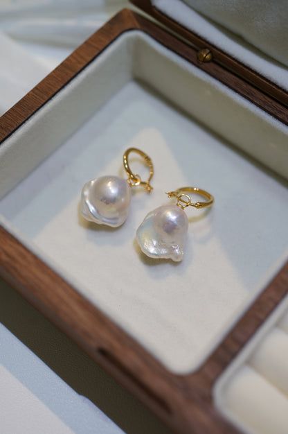 Baroque Freshwater Pearl Hoop Earrings