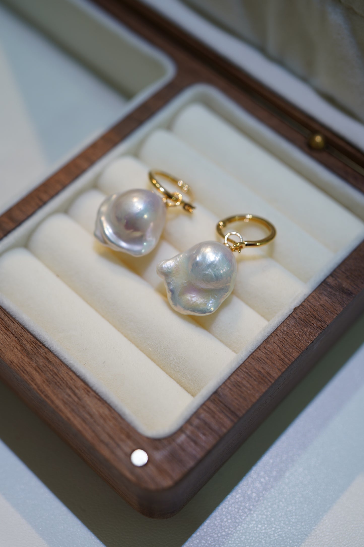 Baroque Freshwater Pearl Hoop Earrings