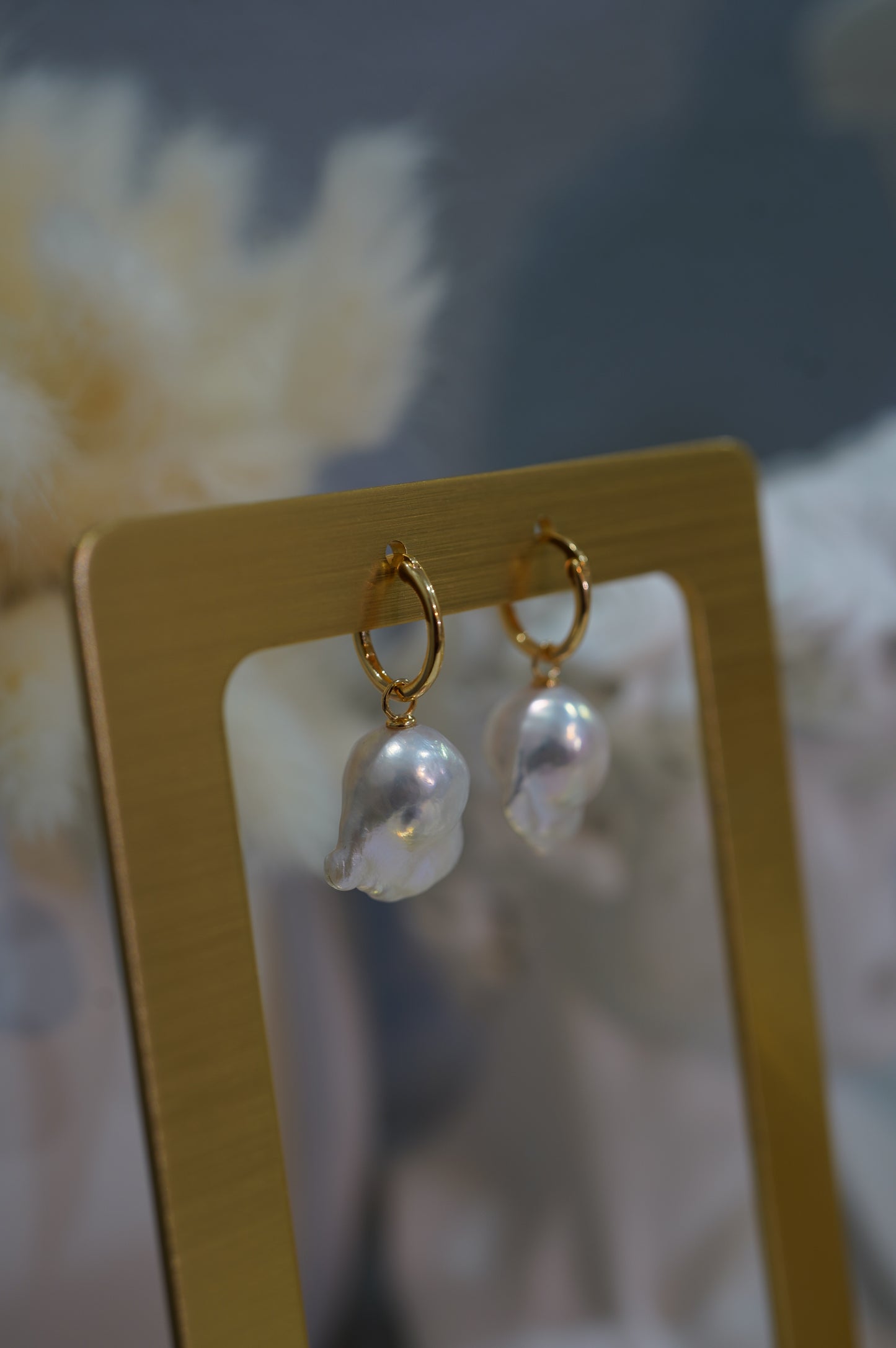 Baroque Freshwater Pearl Hoop Earrings