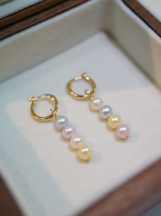 'Lollipop' Freshwater Pearl Hoop Earrings