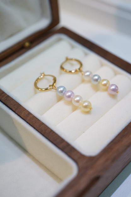 'Lollipop' Freshwater Pearl Hoop Earrings