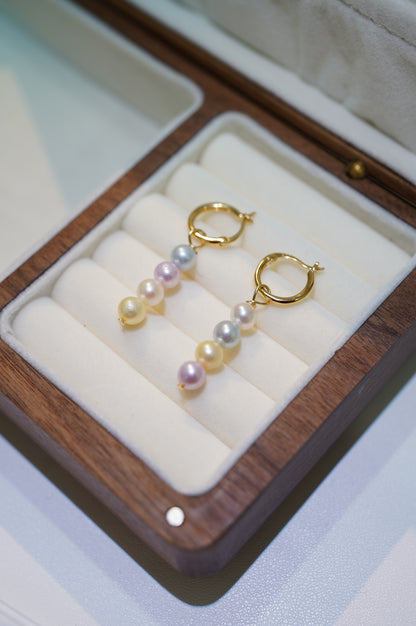 'Lollipop' Freshwater Pearl Hoop Earrings