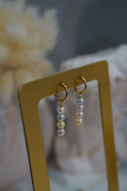 'Lollipop' Freshwater Pearl Hoop Earrings