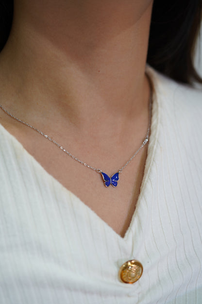 Black Discolored Butterfly Necklace