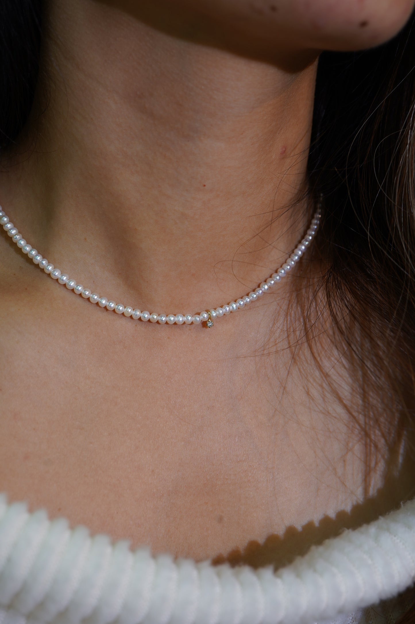 Little Dimond Freshwater Pearl Full Strand Necklace