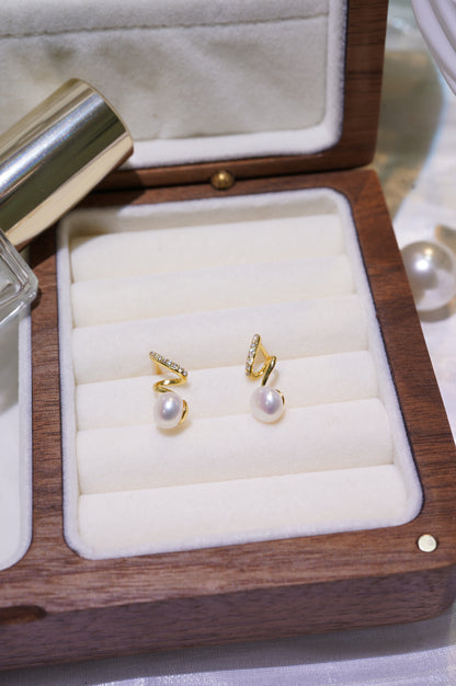 Silk Ribbon Freshwater Pearl Earrings