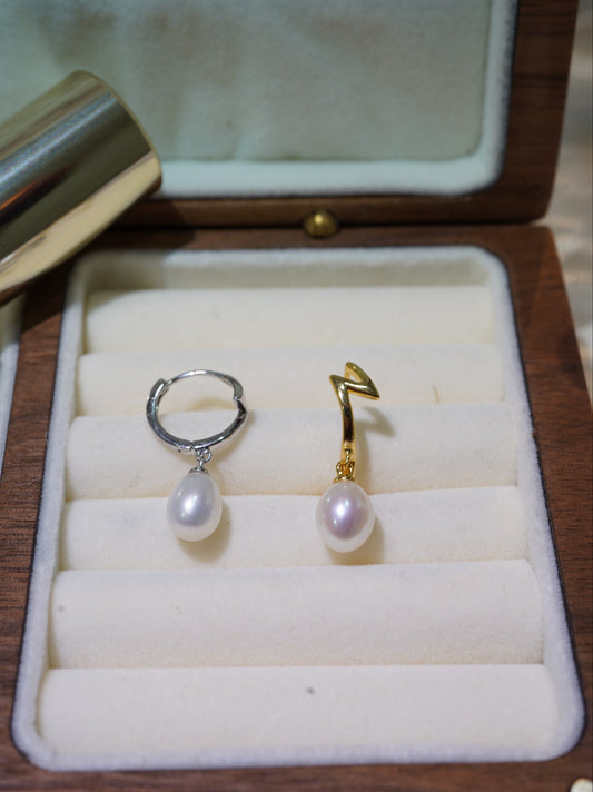 Lighting Rice Freshwater Pearl Hoop Earrings