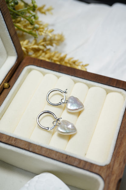 'Hoop Hearts' Freshwater Pearl Earrings