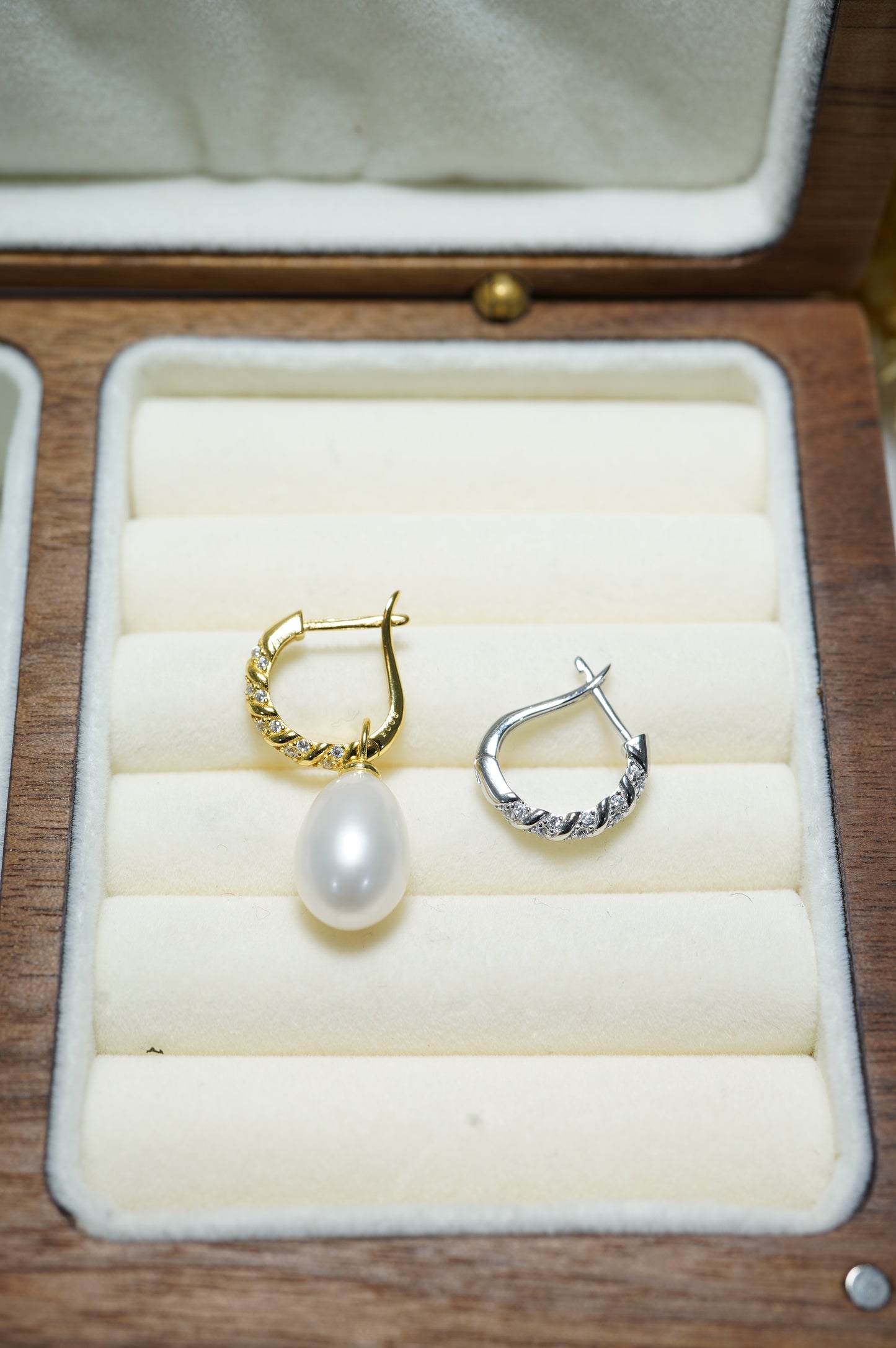 'Zircon Drop' Freshwater Pearl Earrings