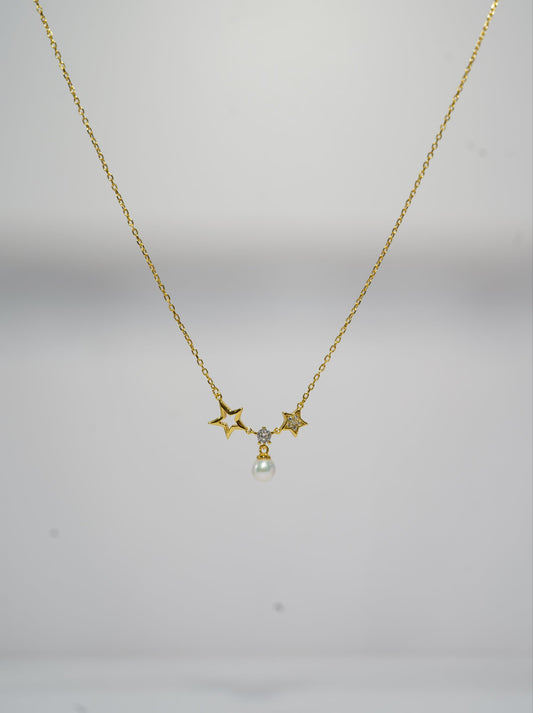 Two Stars Diamond Freshwater Pearl Necklace