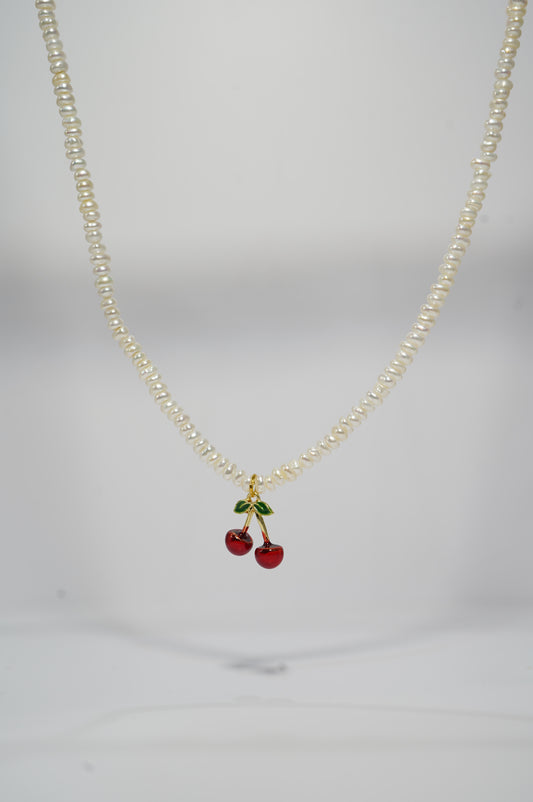 'Californian Cherry' Freshwater Pearl Full Strand Necklace
