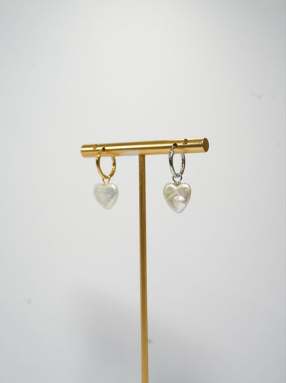 'Hoop Hearts' Freshwater Pearl Earrings