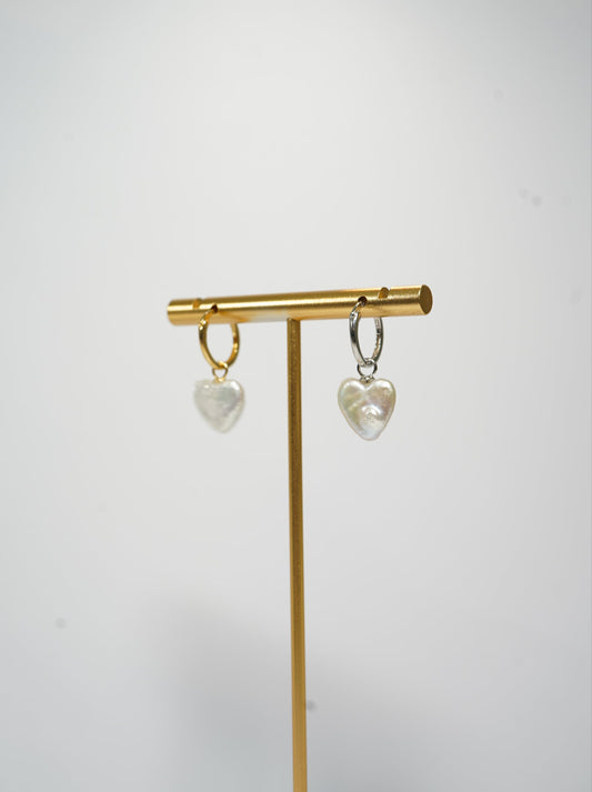 'Hoop Hearts' Freshwater Pearl Earrings