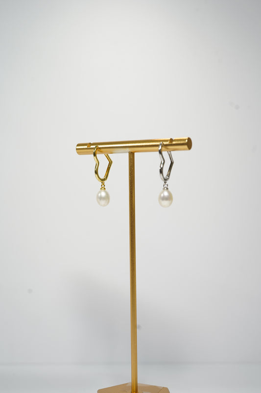 Heart Rice Freshwater Pearl Hoop Earrings