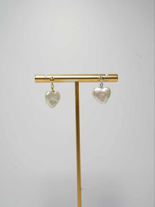 Heart Drop Freshwater Pearl Earrings