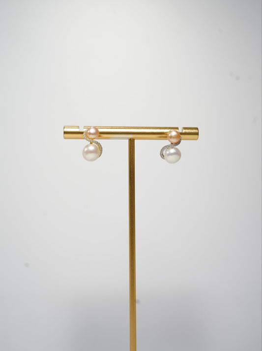 S Yingyang Freshwater Pearl Earrings