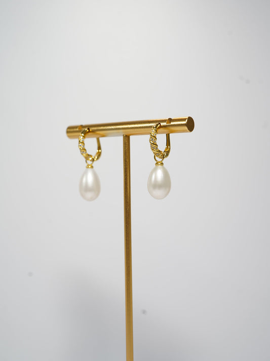 'Zircon Drop' Freshwater Pearl Earrings