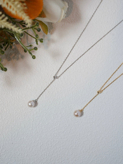 Minimalism Y-shaped Adjustable Round Freshwater Pearl Necklace