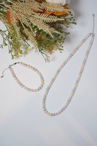 Candy Rainbow Seawater Akoya Pearls Set - Necklace, Bracelet