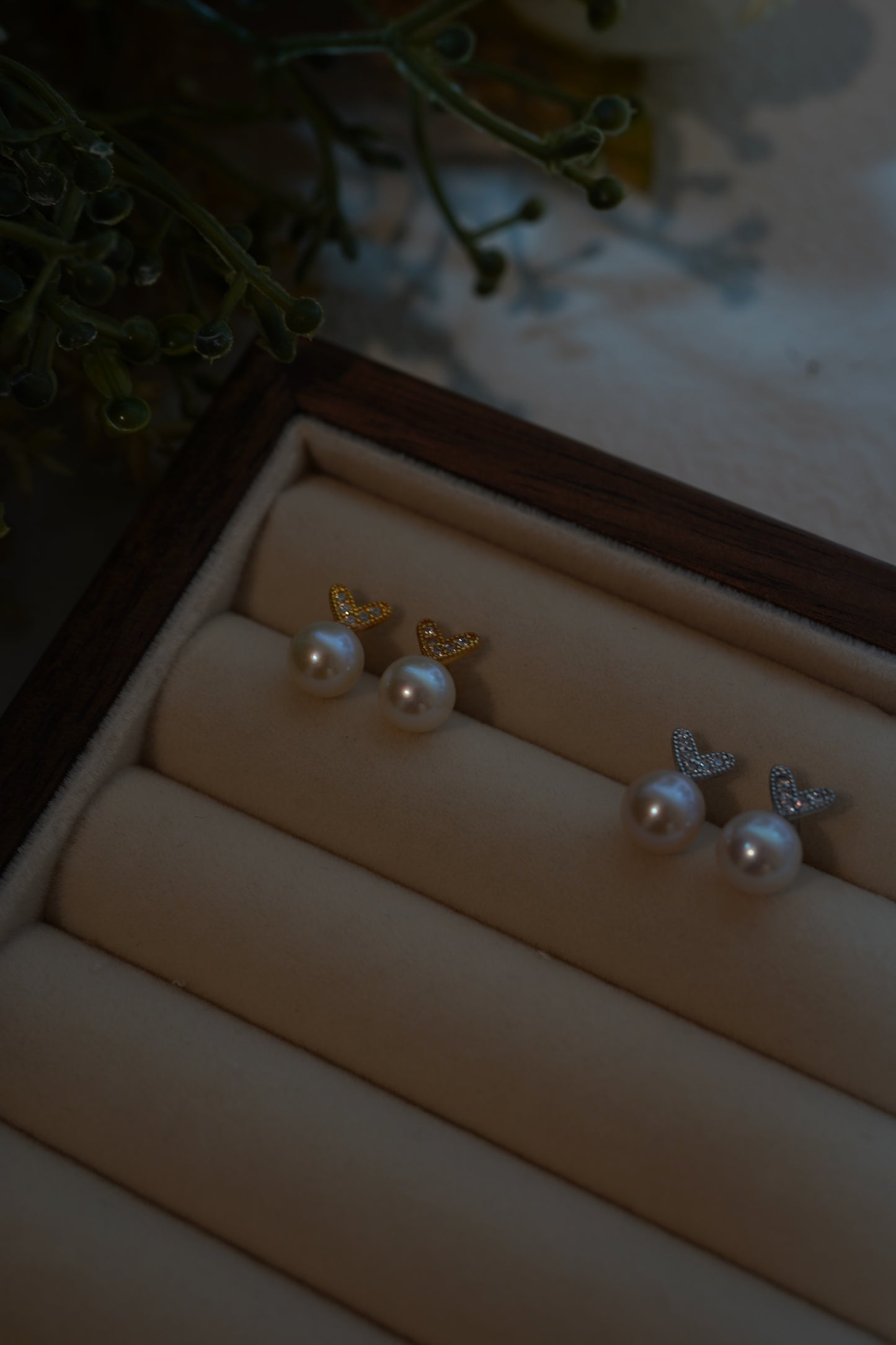 Twinkle Heart Pearl Earrings