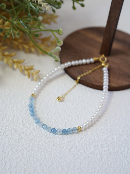 Aquamarine Baby Freshwater Pearls Bracelet