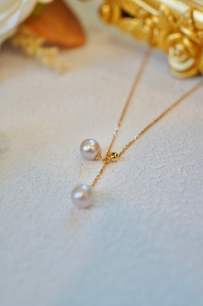 Double Bell Round Freshwater Necklace