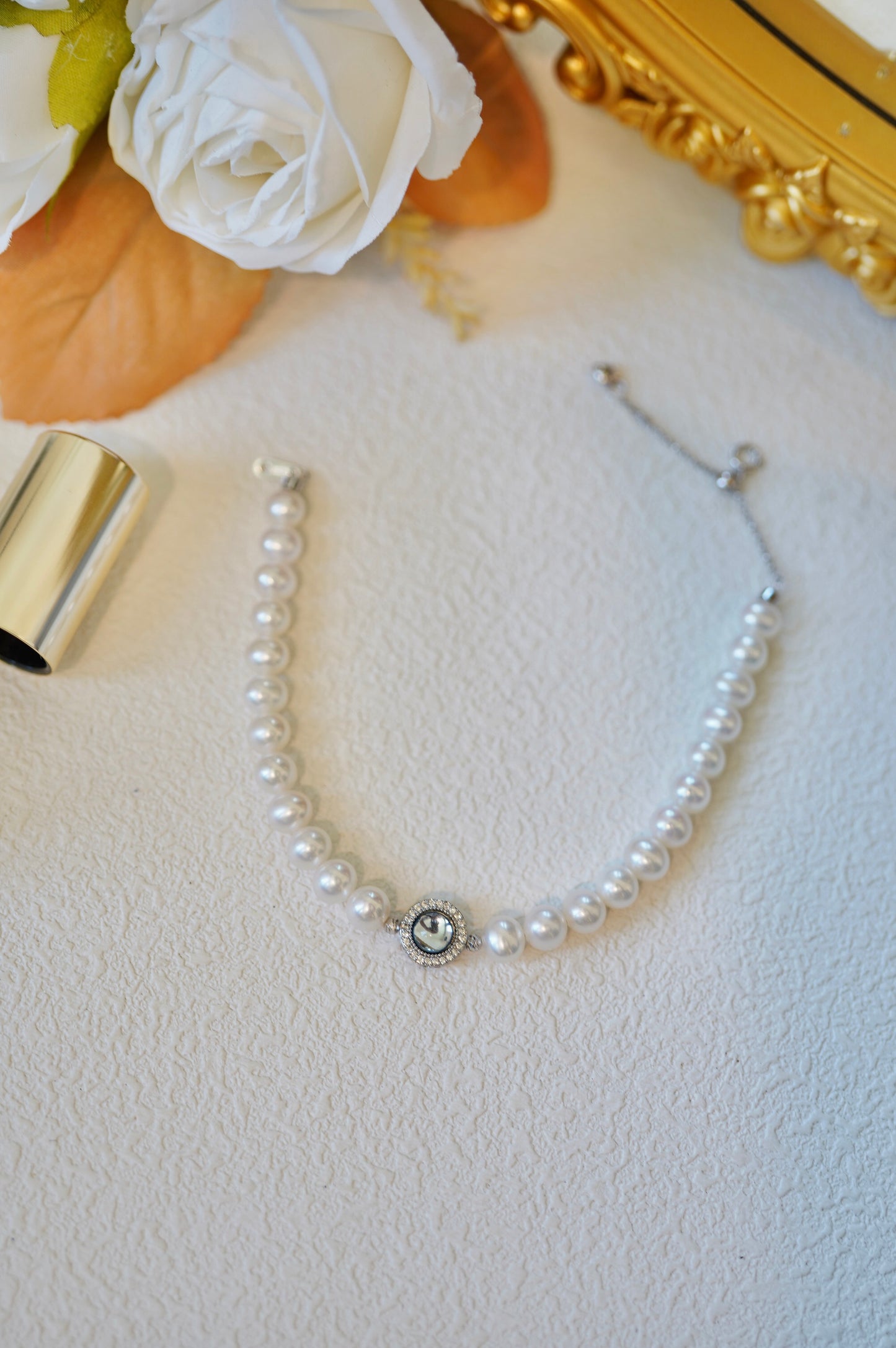 Diamonds Aquamarine Freshwater Pearl Bracelet