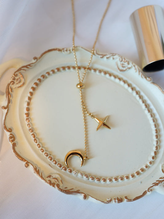 Moon-Star Y-shaped Necklace