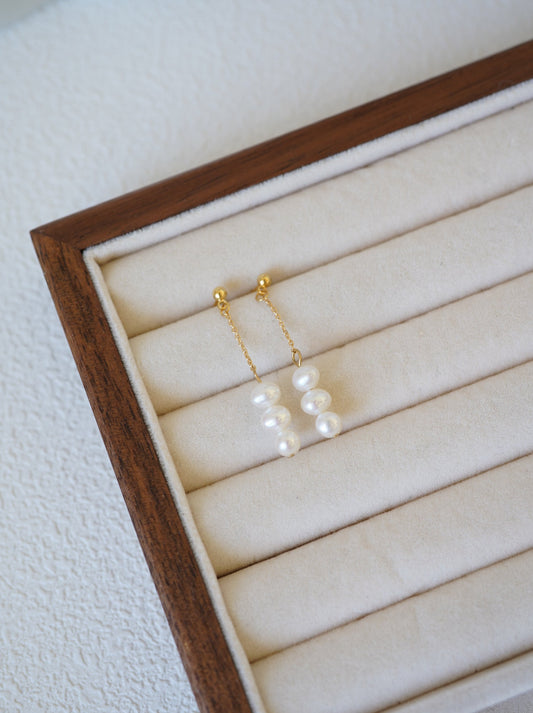 Stone Drop Freshwater Pearl Earrings