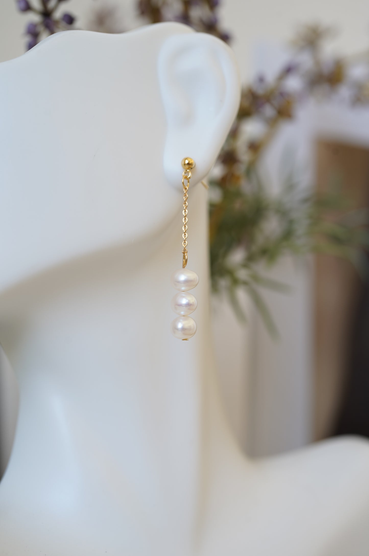 Stone Drop Freshwater Pearl Earrings