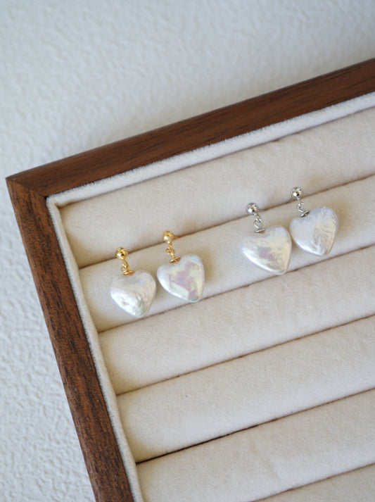 Heart Drop Freshwater Pearl Earrings