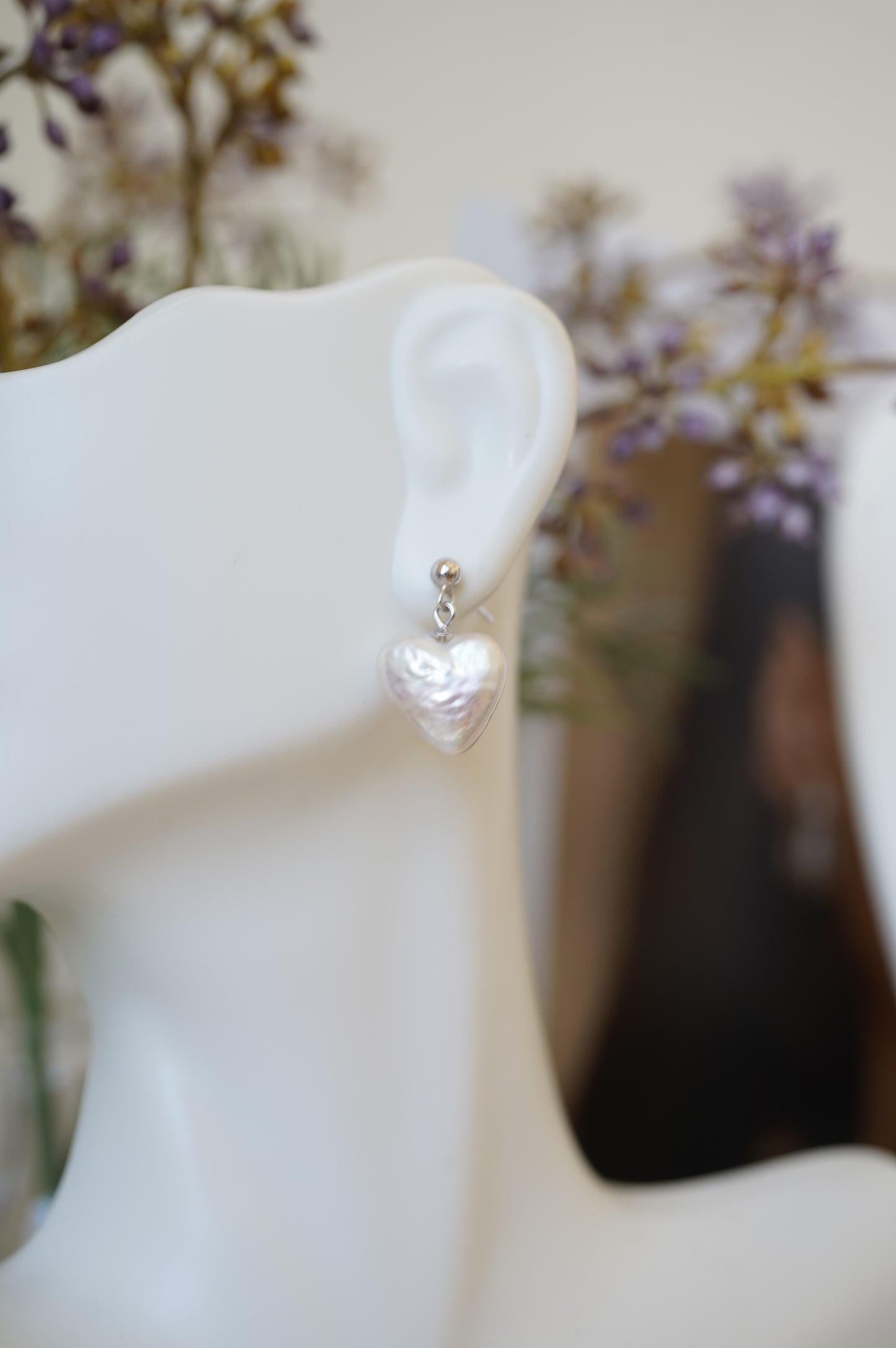 Heart Drop Freshwater Pearl Earrings