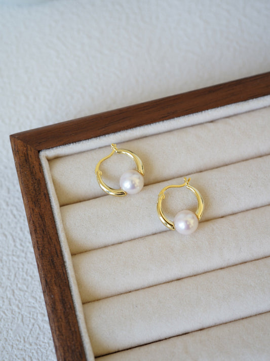 Classic Hoop Freshwater Pearl Earrings