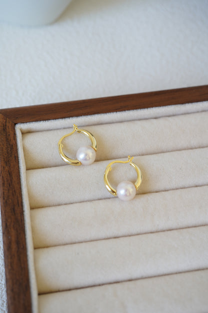 Classic Hoop Freshwater Pearl Earrings