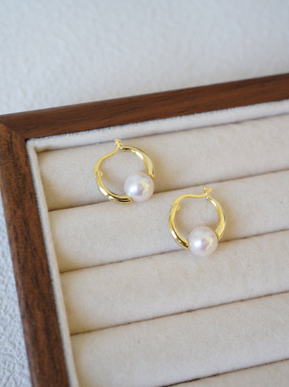 Classic Hoop Freshwater Pearl Earrings