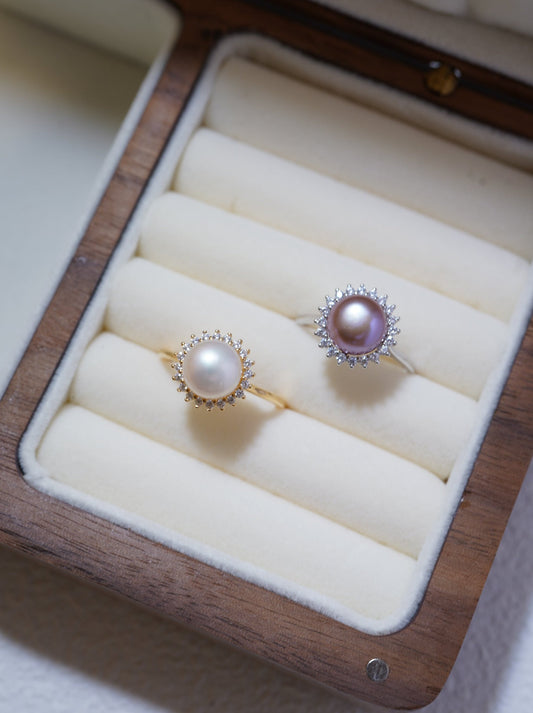 ‘Sunflower' Bun Freshwater Pearl Ring