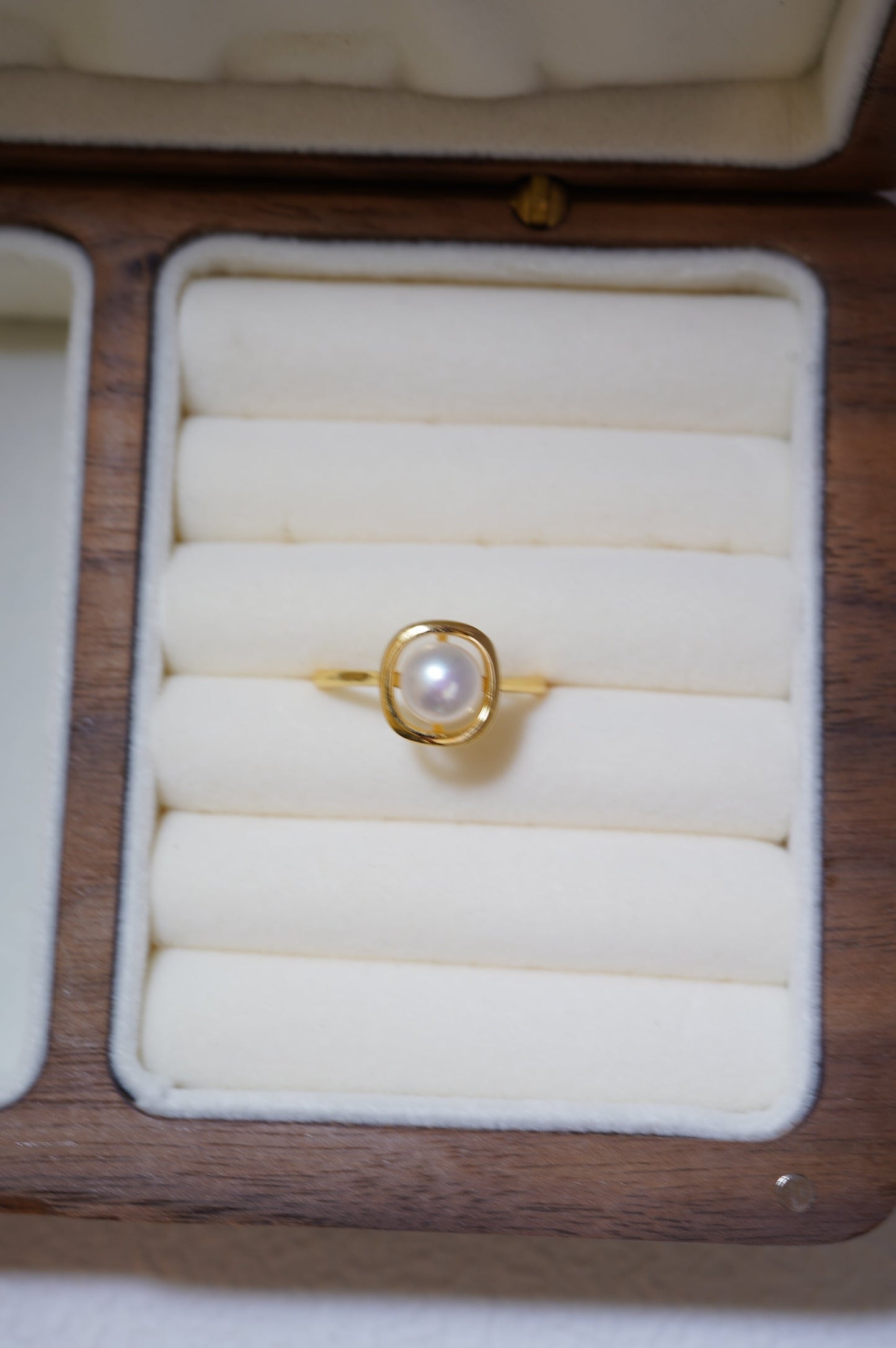 ‘Square' Bun Freshwater Pearl Ring