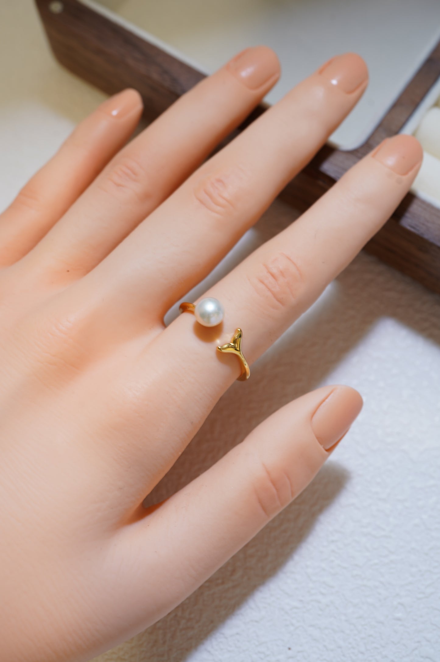 ‘Mermaid Tail' Bun Freshwater Pearl Ring