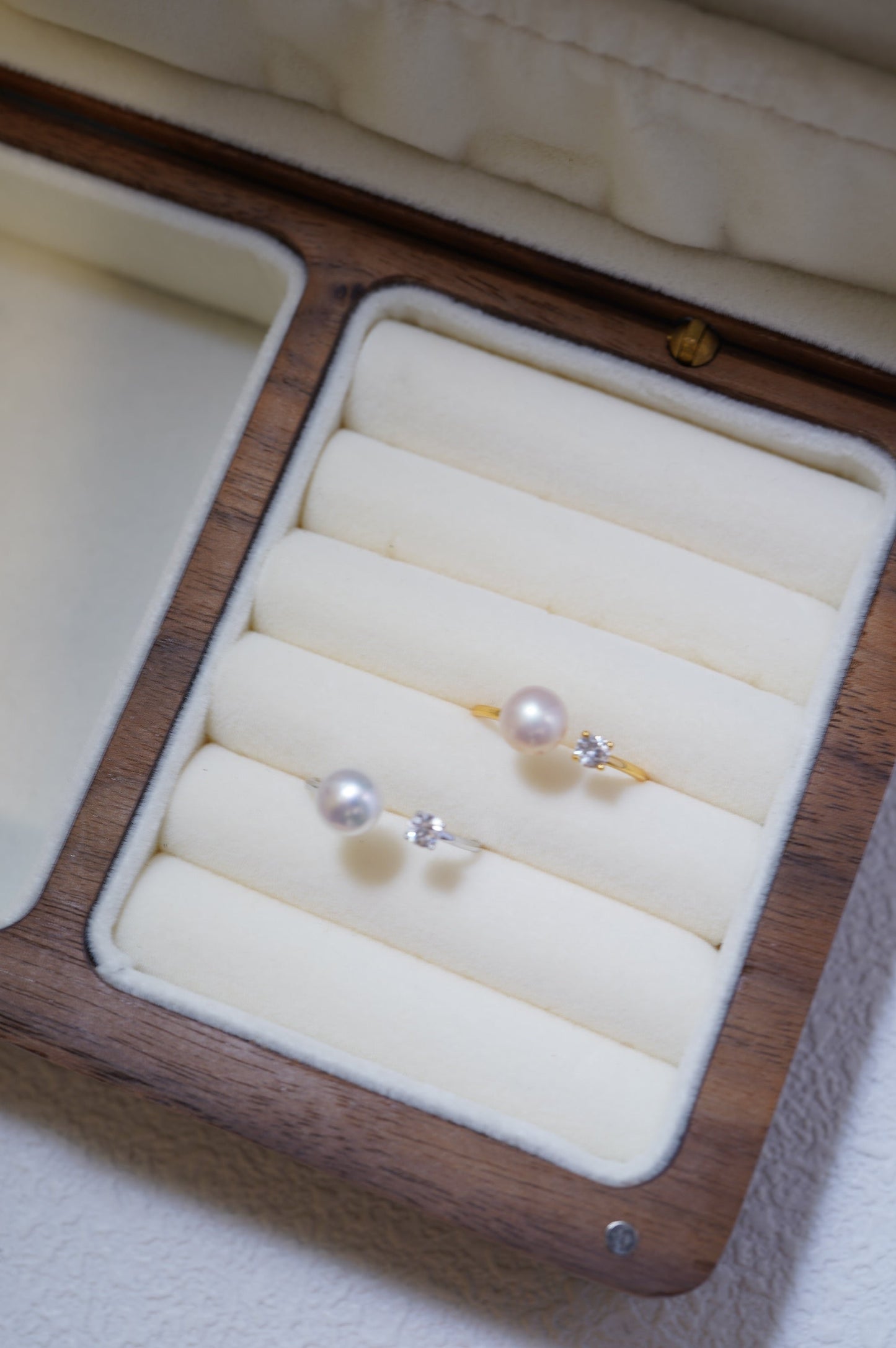 ‘Diamond' Bun Freshwater Pearl Ring