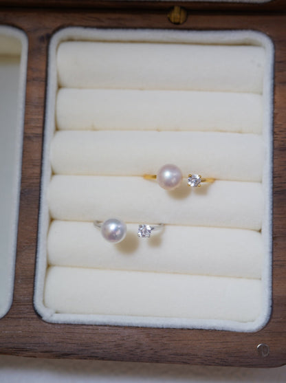 ‘Diamond' Bun Freshwater Pearl Ring