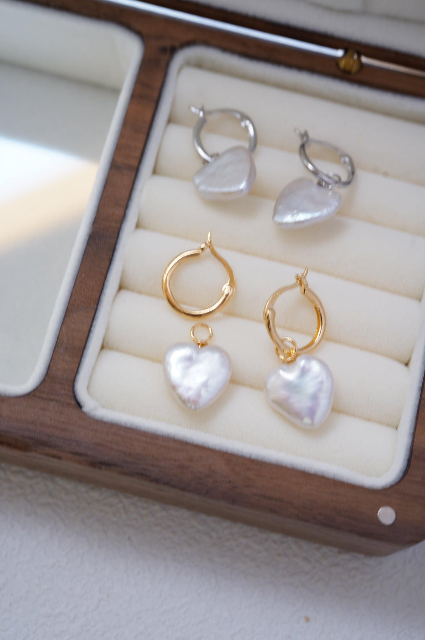 'Hoop Hearts' Freshwater Pearl Earrings